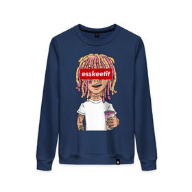 Женский свитшот хлопок с принтом Lil Pump в городе Новоалтайск, 100% хлопок | прямой крой, круглый вырез, на манжетах и по низу широкая трикотажная резинка  | esskeetit | gazzy garcia | gucci gang | lil pump | lilpump | газзи гарсия | лил памп | рэп | рэпер | эшкере