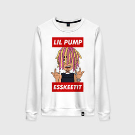 Женский свитшот хлопок с принтом Lil Pump в городе Новоалтайск, 100% хлопок | прямой крой, круглый вырез, на манжетах и по низу широкая трикотажная резинка  | esskeetit | gazzy garcia | gucci gang | lil pump | lilpump | газзи гарсия | лил памп | рэп | рэпер | эшкере