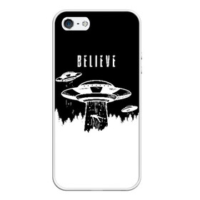 Чехол для iPhone 5/5S матовый с принтом BELIEVE в городе Новоалтайск, Силикон | Область печати: задняя сторона чехла, без боковых панелей | Тематика изображения на принте: alien | area | moon | nasa | ufo | звезды | земля | зона 51 | космос | летающая тарелка | луна | марс | наса | нло | планета | пришелец