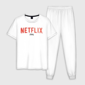 Мужская пижама хлопок с принтом NETFLIX fan в городе Новоалтайск, 100% хлопок | брюки и футболка прямого кроя, без карманов, на брюках мягкая резинка на поясе и по низу штанин
 | netflix | system | дизайн | кепка | кепки | кепку | кино | крутая | круто | крутой | лого | логотип | нетфликс | оригинальный | просто | свитер | систем | система | фирма | футболка
