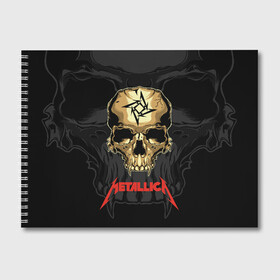 Альбом для рисования с принтом Metallica в городе Новоалтайск, 100% бумага
 | матовая бумага, плотность 200 мг. | Тематика изображения на принте: american | james hetfield | kirk hammett | l | metal band | metallic | metallica | music | robot | rock | scales | sitting | skeleton | skull | throne | американская | джеймс хетфилд | кирк хэмметт | ларс ульрих | логотип | метал группа | металл