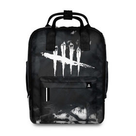 Женский рюкзак 3D с принтом DEAD BY DAYLIGHT в городе Новоалтайск, 100% полиэстер | лямки с регулируемой длиной, сверху ручки, чтобы рюкзак нести как сумку. Основное отделение закрывается на молнию, как и внешний карман. Внутри два дополнительных кармана, один из которых закрывается на молнию. По бокам два дополнительных кармашка, куда поместится маленькая бутылочка
 | Тематика изображения на принте: dbd | dead by daylight | survival horror | дбд | мертвы к рассвету