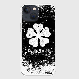 Чехол для iPhone 13 mini с принтом Черный клевер лого в городе Новоалтайск,  |  | Тематика изображения на принте: asta | black bull | black clover | bull | clover | аста | бык | клевер | чёрный бык | чёрный клевер