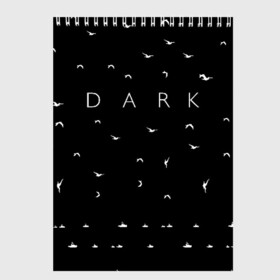 Скетчбук с принтом DARK - Birds (Тьма) в городе Новоалтайск, 100% бумага
 | 48 листов, плотность листов — 100 г/м2, плотность картонной обложки — 250 г/м2. Листы скреплены сверху удобной пружинной спиралью | 1921 | 1953 | 1986 | 2019 | 2052 | dark | future | jonas | logo | mikkel | mundus | no future | portal | sic | будущего | йонас | лого | логотип | миккель | надпись | нет | портал | сериал | сериалы | символ | тьма