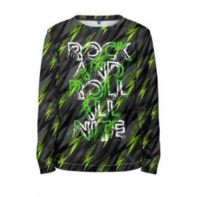 Детский лонгслив 3D с принтом Rock And Roll all nite в городе Новоалтайск, 100% полиэстер | длинные рукава, круглый вырез горловины, полуприлегающий силуэт
 | metal | rock | rock and roll | roll | абстракция | линии | метал | рок | рок н ролл | рокирол | тяжелая музыка