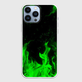 Чехол для iPhone 13 Pro Max с принтом ЗЕЛЁНЫЙ ОГОНЬ | GREEN FIRE в городе Новоалтайск,  |  | Тематика изображения на принте: bright | fire | flame | heat | light | wildfire | искры | огненный | огонь | пламя | пожар