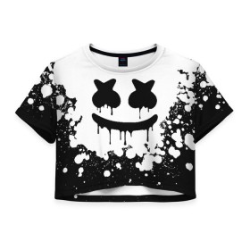 Женская футболка Cropp-top с принтом MARSHMELLO MELT в городе Новоалтайск, 100% полиэстер | круглая горловина, длина футболки до линии талии, рукава с отворотами | america | dj | marshmello | usa | америка | маршмелло