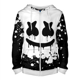 Мужская толстовка 3D на молнии с принтом MARSHMELLO MELT в городе Новоалтайск, 100% полиэстер | длина до линии бедра, манжеты и пояс оформлены мягкой тканевой резинкой, двухслойный капюшон со шнурком для регулировки, спереди молния, по бокам два кармана | america | dj | marshmello | usa | америка | маршмелло