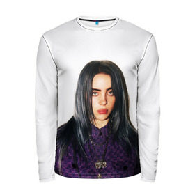 Мужской лонгслив 3D с принтом BILLIE EILISH в городе Новоалтайск, 100% полиэстер | длинные рукава, круглый вырез горловины, полуприлегающий силуэт | ayelish | bad guy | bellyache | bilie eilish | bilie elish | billie | billie eilish | eilish | electronic | elish | music | били айлиш | билли айлиш | эйлиш | элиш