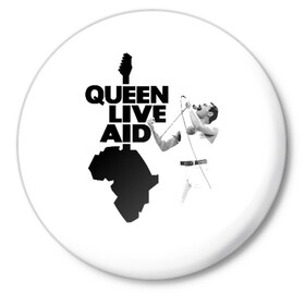 Значок с принтом Queen LIVE AID в городе Новоалтайск,  металл | круглая форма, металлическая застежка в виде булавки | bohemian | brian | freddie | john | mercury | must go on | queen | rhapsody | roger | taylor | the miracle | the show | богемская | рапсодия | роджер тейлор | фредди меркьюри