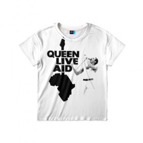 Детская футболка 3D с принтом Queen LIVE AID в городе Новоалтайск, 100% гипоаллергенный полиэфир | прямой крой, круглый вырез горловины, длина до линии бедер, чуть спущенное плечо, ткань немного тянется | bohemian | brian | freddie | john | mercury | must go on | queen | rhapsody | roger | taylor | the miracle | the show | богемская | рапсодия | роджер тейлор | фредди меркьюри
