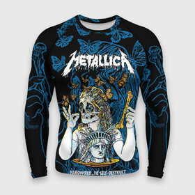 Мужской рашгард 3D с принтом Metallica в городе Новоалтайск,  |  | american | bone | butterflies | death | fly | girl | head | james hetfield | kirk hammett | metal band | metallica | music | plate | rock | skull | statue of liberty | американская | бабочки | голова | девушка | держит | кость | кушает | летают | металлик
