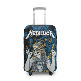Чехол для чемодана 3D с принтом Metallica в городе Новоалтайск, 86% полиэфир, 14% спандекс | двустороннее нанесение принта, прорези для ручек и колес | american | bone | butterflies | death | fly | girl | head | james hetfield | kirk hammett | metal band | metallica | music | plate | rock | skull | statue of liberty | американская | бабочки | голова | девушка | держит | кость | кушает | летают | металлик