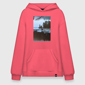 Худи SuperOversize хлопок с принтом Glitch view в городе Новоалтайск, 70% хлопок, 30% полиэстер, мягкий начес внутри | карман-кенгуру, эластичная резинка на манжетах и по нижней кромке, двухслойный капюшон
 | art | digital | distortion | forest | glitch | landscape | woods | арт | глитч | глюк | деревья | искажение | искусство | лес | море | ошибка | река | цифровое