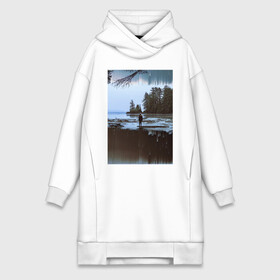Платье-худи хлопок с принтом Glitch view в городе Новоалтайск,  |  | art | digital | distortion | forest | glitch | landscape | woods | арт | глитч | глюк | деревья | искажение | искусство | лес | море | ошибка | река | цифровое