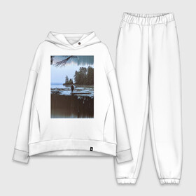 Женский костюм хлопок Oversize с принтом Glitch view в городе Новоалтайск,  |  | art | digital | distortion | forest | glitch | landscape | woods | арт | глитч | глюк | деревья | искажение | искусство | лес | море | ошибка | река | цифровое