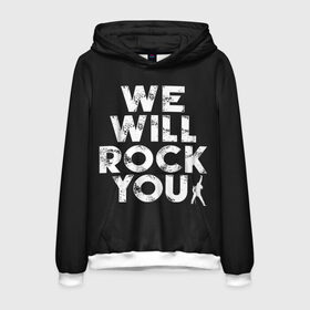 Мужская толстовка 3D с принтом We Will Rock You в городе Новоалтайск, 100% полиэстер | двухслойный капюшон со шнурком для регулировки, мягкие манжеты на рукавах и по низу толстовки, спереди карман-кенгуру с мягким внутренним слоем. | bohemian | brian | freddie | john | mercury | must go on | queen | rhapsody | roger | taylor | the miracle | the show | богемская | рапсодия | роджер тейлор | фредди меркьюри