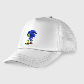 Детская кепка тракер с принтом Sonic в городе Новоалтайск, Козырек - 100% хлопок. Кепка - 100% полиэстер, Задняя часть - сетка | универсальный размер, пластиковая застёжка | hedgehog | metal sonic | silver | silver the hedgehog | sonic | sonic boom | sonic the hedgehog | еж | ёж сонник | ежик | игры | соник | фильмы