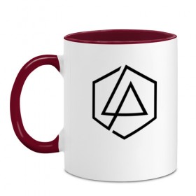 Кружка двухцветная с принтом LINKIN PARK в городе Новоалтайск, керамика | объем — 330 мл, диаметр — 80 мм. Цветная ручка и кайма сверху, в некоторых цветах — вся внутренняя часть | chester bennington | linkin park | mike shinoda | линкин парк