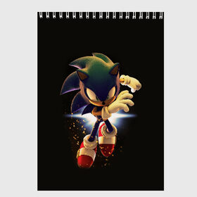 Скетчбук с принтом Sonic в городе Новоалтайск, 100% бумага
 | 48 листов, плотность листов — 100 г/м2, плотность картонной обложки — 250 г/м2. Листы скреплены сверху удобной пружинной спиралью | Тематика изображения на принте: hedgehog | metal sonic | silver | silver the hedgehog | sonic | sonic boom | sonic the hedgehog | еж | ёж сонник | ежик | игры | соник | фильмы