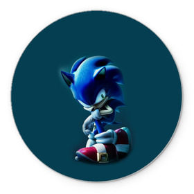 Коврик для мышки круглый с принтом Sonic в городе Новоалтайск, резина и полиэстер | круглая форма, изображение наносится на всю лицевую часть | Тематика изображения на принте: hedgehog | metal sonic | silver | silver the hedgehog | sonic | sonic boom | sonic the hedgehog | еж | ёж сонник | ежик | игры | соник | фильмы
