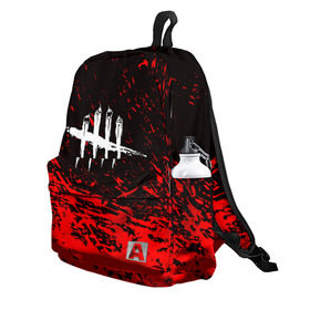 Рюкзак 3D с принтом DEAD BY DAYLIGHT в городе Новоалтайск, 100% полиэстер | лямки с регулируемой длиной, сверху петелька, чтобы рюкзак можно было повесить на вешалку. Основное отделение закрывается на молнию, как и внешний карман. Внутри два дополнительных кармана, один из которых закрывается на молнию. По бокам два дополнительных кармашка | dbd | dead by daylight | survival horror | дбд | мертвы к рассвету