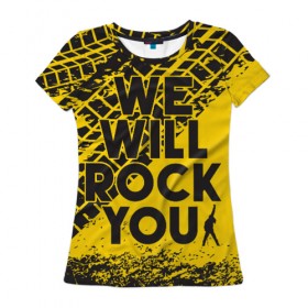 Женская футболка 3D с принтом We Will Rock You в городе Новоалтайск, 100% полиэфир ( синтетическое хлопкоподобное полотно) | прямой крой, круглый вырез горловины, длина до линии бедер | bohemian | brian | freddie | john | mercury | must go on | queen | rhapsody | roger | taylor | the miracle | the show | богемская | рапсодия | роджер тейлор | фредди меркьюри