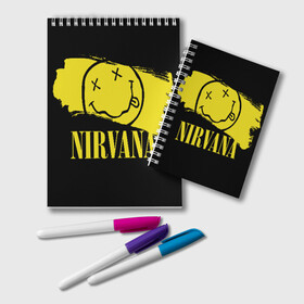 Блокнот с принтом Nirvana в городе Новоалтайск, 100% бумага | 48 листов, плотность листов — 60 г/м2, плотность картонной обложки — 250 г/м2. Листы скреплены удобной пружинной спиралью. Цвет линий — светло-серый
 | Тематика изображения на принте: bleach | blew | cobain | dave | geffen | hormoaning | in utero | incesticide | krist | kurt | nevermind | nirvana | novoselic | rock | vevo | геффен | курт кобейн | нирвана | рок