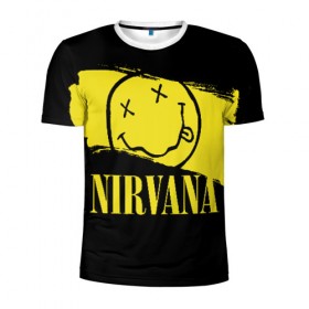 Мужская футболка 3D спортивная с принтом Nirvana в городе Новоалтайск, 100% полиэстер с улучшенными характеристиками | приталенный силуэт, круглая горловина, широкие плечи, сужается к линии бедра | Тематика изображения на принте: bleach | blew | cobain | dave | geffen | hormoaning | in utero | incesticide | krist | kurt | nevermind | nirvana | novoselic | rock | vevo | геффен | курт кобейн | нирвана | рок