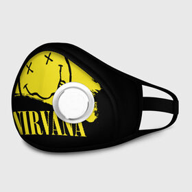 Маска из неопрена с принтом Nirvana в городе Новоалтайск, неопрен 100% | Форма огибающая нос. Резинки для ушей с дополнительной резинкой на затылке. Клапан для выдоха для активного дыхания при занятиях спортом. Эластичный материал маски и окантовки для лучшего растяжения и прилегания маски.  | Тематика изображения на принте: bleach | blew | cobain | dave | geffen | hormoaning | in utero | incesticide | krist | kurt | nevermind | nirvana | novoselic | rock | vevo | геффен | курт кобейн | нирвана | рок