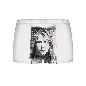 Мужские трусы 3D с принтом Kurt Cobain в городе Новоалтайск, 50% хлопок, 50% полиэстер | классическая посадка, на поясе мягкая тканевая резинка | Тематика изображения на принте: bleach | blew | cobain | dave | geffen | hormoaning | in utero | incesticide | krist | kurt | nevermind | nirvana | novoselic | rock | vevo | геффен | курт кобейн | нирвана | рок