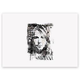 Поздравительная открытка с принтом Kurt Cobain в городе Новоалтайск, 100% бумага | плотность бумаги 280 г/м2, матовая, на обратной стороне линовка и место для марки
 | bleach | blew | cobain | dave | geffen | hormoaning | in utero | incesticide | krist | kurt | nevermind | nirvana | novoselic | rock | vevo | геффен | курт кобейн | нирвана | рок