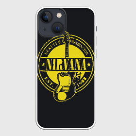 Чехол для iPhone 13 mini с принтом Nirvana в городе Новоалтайск,  |  | bleach | blew | cobain | dave | geffen | hormoaning | in utero | incesticide | krist | kurt | nevermind | nirvana | novoselic | rock | vevo | геффен | курт кобейн | нирвана | рок
