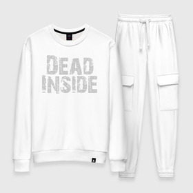 Женский костюм хлопок с принтом Dead inside в городе Новоалтайск, 100% хлопок | на свитшоте круглая горловина, мягкая резинка по низу. Брюки заужены к низу, на них два вида карманов: два 