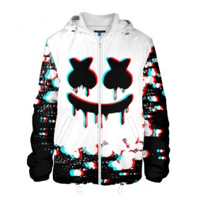 Мужская куртка 3D с принтом MARSHMELLO GLITCH в городе Новоалтайск, ткань верха — 100% полиэстер, подклад — флис | прямой крой, подол и капюшон оформлены резинкой с фиксаторами, два кармана без застежек по бокам, один большой потайной карман на груди. Карман на груди застегивается на липучку | america | dj | glitch | marshmello | usa | америка | глитч | маршмелло