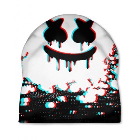 Шапка 3D с принтом MARSHMELLO GLITCH в городе Новоалтайск, 100% полиэстер | универсальный размер, печать по всей поверхности изделия | america | dj | glitch | marshmello | usa | америка | глитч | маршмелло