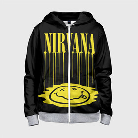 Детская толстовка 3D на молнии с принтом Nirvana в городе Новоалтайск, 100% полиэстер |  манжеты и пояс оформлены широкой мягкой резинкой, двухслойный капюшон со шнурком для регулировки, спереди карманы и застежка-молния
 | Тематика изображения на принте: bleach | blew | cobain | dave | geffen | hormoaning | in utero | incesticide | krist | kurt | nevermind | nirvana | novoselic | rock | vevo | геффен | курт кобейн | нирвана | рок