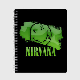 Тетрадь с принтом Nirvana в городе Новоалтайск, 100% бумага | 48 листов, плотность листов — 60 г/м2, плотность картонной обложки — 250 г/м2. Листы скреплены сбоку удобной пружинной спиралью. Уголки страниц и обложки скругленные. Цвет линий — светло-серый
 | bleach | blew | cobain | dave | geffen | hormoaning | in utero | incesticide | krist | kurt | nevermind | nirvana | novoselic | rock | vevo | геффен | курт кобейн | нирвана | рок
