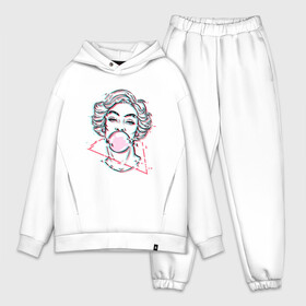 Мужской костюм хлопок OVERSIZE с принтом blowing bubble gum glitch в городе Новоалтайск,  |  | blowing | bubble gum | абстракция | глитч | девушка | жвачка | линии | мода | психоделика | пузырь