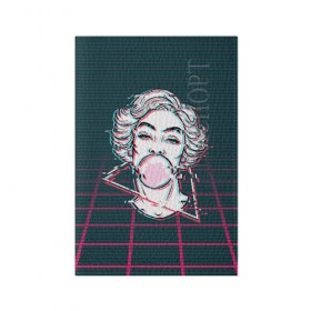 Обложка для паспорта матовая кожа с принтом blowing bubble gum glitch в городе Новоалтайск, натуральная матовая кожа | размер 19,3 х 13,7 см; прозрачные пластиковые крепления | blowing | bubble gum | абстракция | глитч | девушка | жвачка | линии | мода | психоделика | пузырь