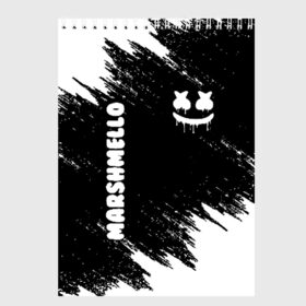 Скетчбук с принтом MARSHMELLO в городе Новоалтайск, 100% бумага
 | 48 листов, плотность листов — 100 г/м2, плотность картонной обложки — 250 г/м2. Листы скреплены сверху удобной пружинной спиралью | america | dj | marshmello | usa | америка | маршмелло