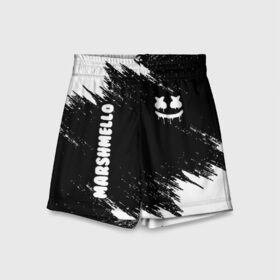 Детские спортивные шорты 3D с принтом MARSHMELLO в городе Новоалтайск,  100% полиэстер
 | пояс оформлен широкой мягкой резинкой, ткань тянется
 | america | dj | marshmello | usa | америка | маршмелло