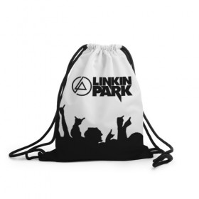 Рюкзак-мешок 3D с принтом LINKIN PARK в городе Новоалтайск, 100% полиэстер | плотность ткани — 200 г/м2, размер — 35 х 45 см; лямки — толстые шнурки, застежка на шнуровке, без карманов и подкладки | Тематика изображения на принте: chester bennington | linkin park | mike shinoda | линкин парк