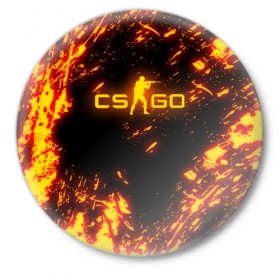 Значок с принтом CS GO FIRE в городе Новоалтайск,  металл | круглая форма, металлическая застежка в виде булавки | Тематика изображения на принте: astralis | awp | counter strike | cs go | cs go global offensive | faze clan | hyper beast | team liquid | астралис | тим ликвид | фейз клан | хайпер бист