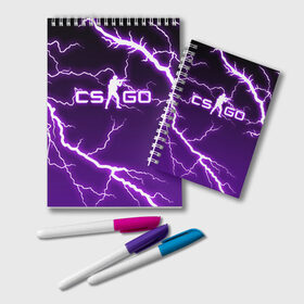 Блокнот с принтом CS GO LIGHTNING STYLE в городе Новоалтайск, 100% бумага | 48 листов, плотность листов — 60 г/м2, плотность картонной обложки — 250 г/м2. Листы скреплены удобной пружинной спиралью. Цвет линий — светло-серый
 | Тематика изображения на принте: astralis | awp | counter strike | cs go | cs go global offensive | faze clan | hyper beast | team liquid | thunder | астралис | молнии | тим ликвид | фейз клан | хайпер бист | шторм