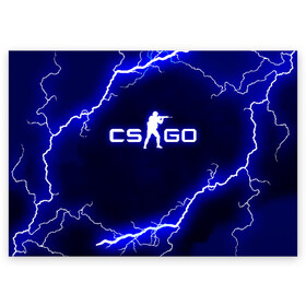Поздравительная открытка с принтом CS GO LIGHTNING STYLE в городе Новоалтайск, 100% бумага | плотность бумаги 280 г/м2, матовая, на обратной стороне линовка и место для марки
 | astralis | awp | counter strike | cs go | cs go global offensive | faze clan | hyper beast | team liquid | thunder | астралис | молнии | тим ликвид | фейз клан | хайпер бист | шторм