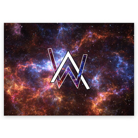 Поздравительная открытка с принтом Alan Walker в городе Новоалтайск, 100% бумага | плотность бумаги 280 г/м2, матовая, на обратной стороне линовка и место для марки
 | Тематика изображения на принте: alan | dj | walker | диджей | клубная | космос. | электронная музыка