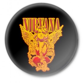 Значок с принтом Nirvana в городе Новоалтайск,  металл | круглая форма, металлическая застежка в виде булавки | Тематика изображения на принте: bleach | blew | cobain | dave | geffen | hormoaning | in utero | incesticide | krist | kurt | nevermind | nirvana | novoselic | rock | vevo | геффен | курт кобейн | нирвана | рок
