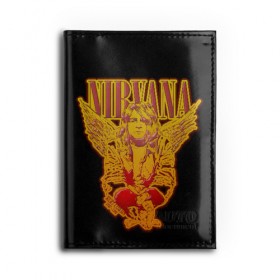 Обложка для автодокументов с принтом Nirvana в городе Новоалтайск, натуральная кожа |  размер 19,9*13 см; внутри 4 больших “конверта” для документов и один маленький отдел — туда идеально встанут права | bleach | blew | cobain | dave | geffen | hormoaning | in utero | incesticide | krist | kurt | nevermind | nirvana | novoselic | rock | vevo | геффен | курт кобейн | нирвана | рок