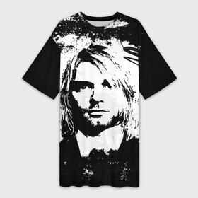 Платье-футболка 3D с принтом Kurt Cobain в городе Новоалтайск,  |  | Тематика изображения на принте: bleach | blew | cobain | dave | geffen | hormoaning | in utero | incesticide | krist | kurt | nevermind | nirvana | novoselic | rock | vevo | геффен | курт кобейн | нирвана | рок